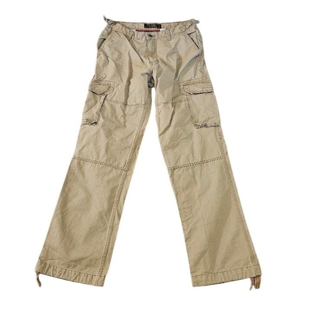 Old Navy Surplus Co Mens 32x34 Khaki Cargo Pants Wide Leg Drawstring Y2K Tan